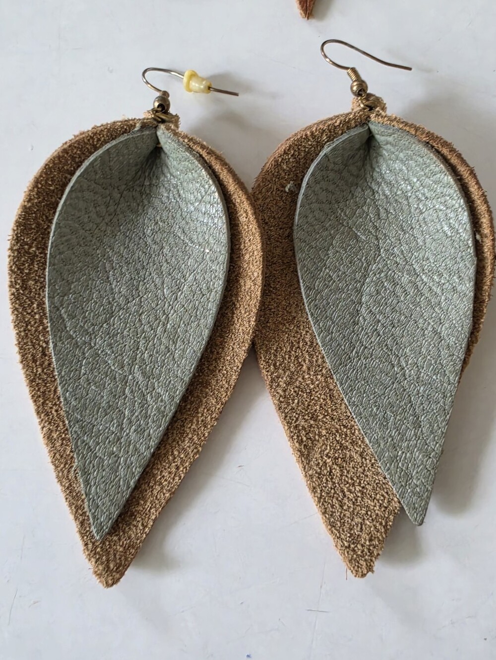 AMANDA BLU Real Leather Teardrop Earrings NEW
